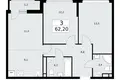 3 room apartment 62 m² Postnikovo, Russia