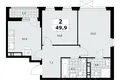 2 room apartment 50 m² Moscow, Russia