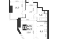 Mieszkanie 2 pokoi 55 m² Konkovo District, Rosja