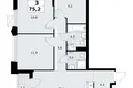 3 room apartment 75 m² Troitsk, Russia