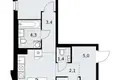 2 room apartment 59 m² Troitsk, Russia