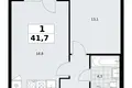 1 room apartment 42 m² Troitsk, Russia