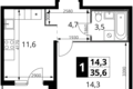 Mieszkanie 1 pokój 36 m² rejon leniński, Rosja