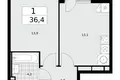 1 room apartment 36 m² Moscow, Russia