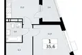 Apartamento 1 habitación 36 m² Vnukovo, Rusia