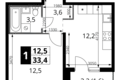 Квартира 1 комната 33 м² Ленинский район, Россия