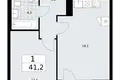 1 room apartment 41 m² Troitsk, Russia
