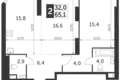 Appartement 2 chambres 65 m² Konkovo District, Fédération de Russie