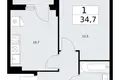 Квартира 1 комната 35 м² район Троицк, Россия