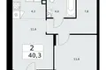 Mieszkanie 2 pokoi 40 m² poselenie Desenovskoe, Rosja