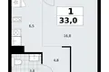 1 room apartment 33 m² Troitsk, Russia