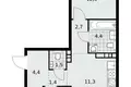 3 room apartment 58 m² Moscow, Russia