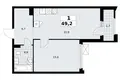 Квартира 1 комната 49 м² район Троицк, Россия