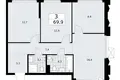 3 room apartment 70 m² Troitsk, Russia