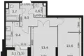 Квартира 2 комнаты 55 м² Москва, Россия