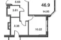 Mieszkanie 2 pokoi 47 m² Siewierodonieck, Ukraina