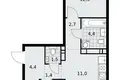 3 room apartment 58 m² Moscow, Russia