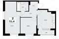 Wohnung 2 zimmer 51 m² Kommunarka, Russland
