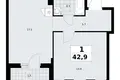 1 room apartment 43 m² Troitsk, Russia