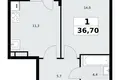 Mieszkanie 1 pokój 37 m² Postnikovo, Rosja