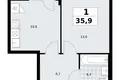 Apartamento 1 habitación 36 m² Kommunarka, Rusia