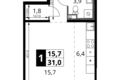 Kawalerka 1 pokój 31 m² rejon leniński, Rosja