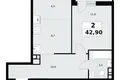 2 room apartment 43 m² Postnikovo, Russia