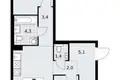 2 room apartment 58 m² Troitsk, Russia