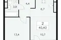 Wohnung 2 zimmer 40 m² Südwestlicher Verwaltungsbezirk, Russland