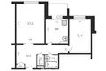 2 room apartment 53 m² Minsk, Belarus