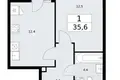 1 room apartment 36 m² Vnukovo, Russia