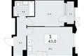 Mieszkanie 1 pokój 43 m² Troick, Rosja