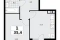 Mieszkanie 1 pokój 35 m² poselenie Sosenskoe, Rosja