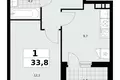 Wohnung 1 Zimmer 34 m² Moskau, Russland