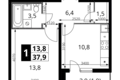 Mieszkanie 1 pokój 38 m² rejon leniński, Rosja