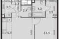 2 room apartment 50 m² Moscow, Russia