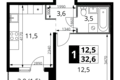 Квартира 1 комната 33 м² Ленинский район, Россия