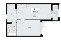 Mieszkanie 1 pokój 49 m² Troick, Rosja
