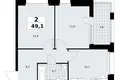 2 room apartment 49 m² poselenie Sosenskoe, Russia