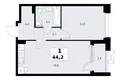 Appartement 1 chambre 44 m² Kommunarka, Russie