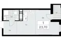 Квартира 1 комната 24 м² Москва, Россия