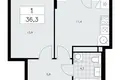 1 room apartment 36 m² poselenie Sosenskoe, Russia