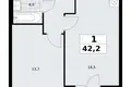 1 room apartment 42 m² Kommunarka, Russia
