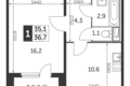 Appartement 1 chambre 37 m² Nekrasovka District, Fédération de Russie