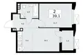 2 room apartment 39 m² poselenie Sosenskoe, Russia