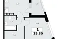 Wohnung 1 zimmer 36 m² Postnikovo, Russland