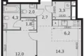 2 room apartment 47 m² Moscow, Russia