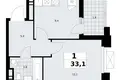 Apartamento 1 habitación 33 m² poselenie Sosenskoe, Rusia