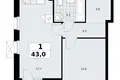 Mieszkanie 1 pokój 43 m² Kommunarka, Rosja