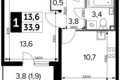 Mieszkanie 1 pokój 34 m² Nekrasovka District, Rosja